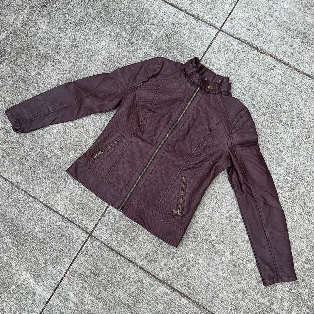 Guess Women's Leather Jacket - Dark Burgundy